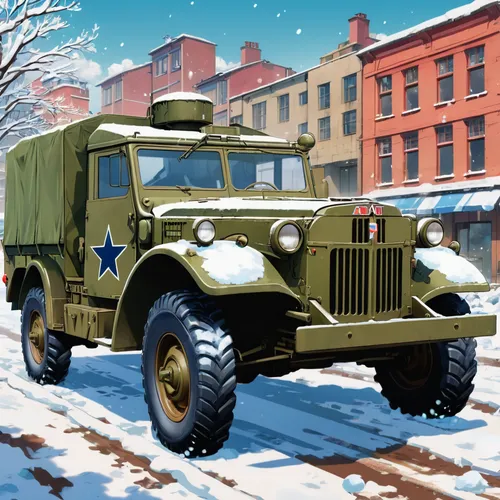 gaz-53,artillery tractor,uaz patriot,uaz-469,uaz-452,ural-375d,military vehicle,m35 2½-ton cargo truck,armored car,loyd carrier,dodge m37,armored vehicle,kamaz,tracked armored vehicle,magirus,christmas truck,snowplow,russian truck,medium tactical vehicle replacement,ford cargo,Illustration,Japanese style,Japanese Style 03