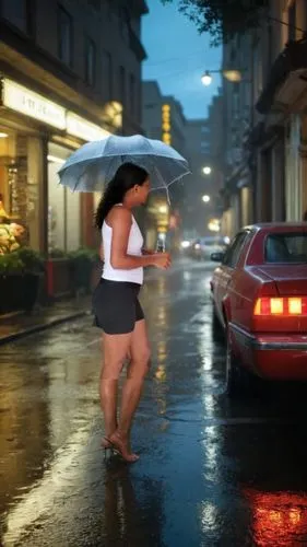 woman holding an umbrella walking in the rain,crewdson,girl washes the car,walking in the rain,heavy rain,in the rain,rain bar