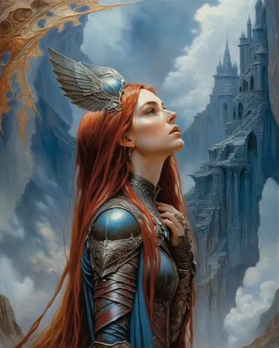 an artwork work that uses imageshop to create a woman in the middle of the sky,fantasy art,fantasy picture,heroic fantasy,fantasy portrait,fantasy woman,sorceror,Illustration,Realistic Fantasy,Realist