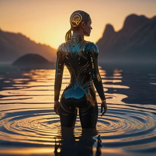 water lotus,sundancer,meditrust,water creature,ripples,cortana,shader,midwater,the body of water,immersion,maliana,shaders,reflexed,naiad,sun reflection,water reflection,body of water,dawning,reflections in water,reflect,Photography,General,Sci-Fi