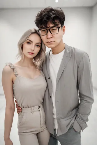 그는 여자친구와 함께 서 있습니다.,kimjongilia,beautiful couple,phuquy,wife and husband,couple goal,mom and dad,mr and mrs,young couple,husband and wife,grey background,couple,couple - relationship,korean drama,kore