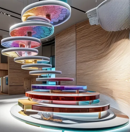 circular staircase,spiral staircase,ufo interior,colorful spiral,school design,sky space concept,spiral stairs,interior modern design,dish storage,interior design,ceiling construction,futuristic art museum,futuristic architecture,archidaily,modern decor,modern office,ceiling fixture,3d rendering,search interior solutions,interior decoration