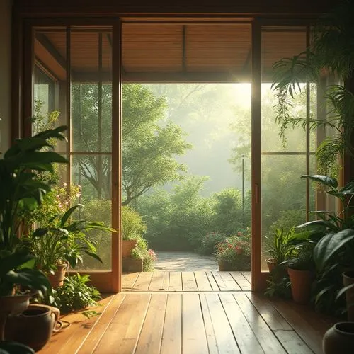 sunroom,indoor,conservatory,morning light,home landscape,windowsill,window sill,indoors,japanese-style room,hoshihananomia,houseplants,teahouse,window view,ryokan,conservatories,tropical house,greenhouse,porch,staying indoors,houseplant,Photography,General,Realistic