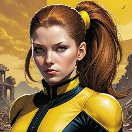 x-men,x men,xmen,wasp,kryptarum-the bumble bee,nova,head woman,hornet,sprint woman,clove,aurora yellow,symetra,canary,ranger,marvel comics,captain marvel,solar,bee,yellow background,huntress