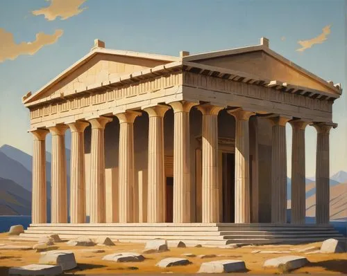 greek temple,roman temple,doric columns,temple of diana,house with caryatids,neoclassicism,pergamon,classical antiquity,palladian,propylaea,erechtheion,temple of hercules,neoclassical,the parthenon,capitolium,neoclassicist,acropolis,laodicea,colonnaded,parthenon,Art,Artistic Painting,Artistic Painting 35