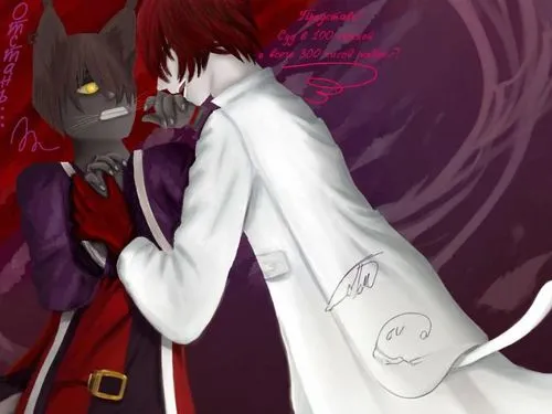 cheshire,angel and devil,red cat,nine-tailed,the fur red,shinigami,kitsune,fawkes,two wolves,ritriver and the cat,crimson,white coat,butler,red wolf,masquerade,redfox,magician,red riding hood,dark red,vampire