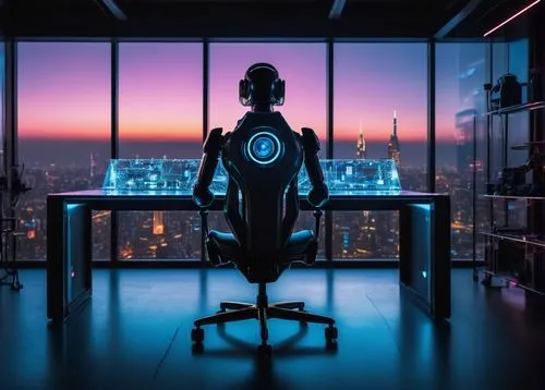 neon human resources,blur office background,cyberpunk,man with a computer,night administrator,atom,automation,artificial intelligence,ironman,futuristic,electron,computer room,office automation,autonomous,sci fi surgery room,electro,computer workstation,cyborg,computer desk,modern office,Photography,General,Fantasy