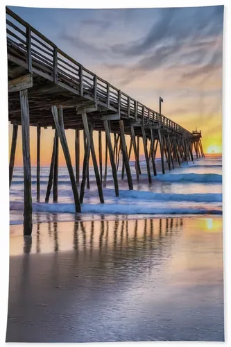 Twisted Pier Round Beach Towel featuring the photograph The Twisted Pier Panorama by Michael Ver Sprill,scripps pier,ponte vedra beach,st augustine beach,burned pier,fishing pier,wooden pier,old pier,