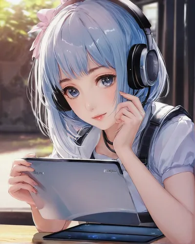 listening to music,headphone,girl studying,girl at the computer,headphones,wireless headset,headset,rei ayanami,audio accessory,bluetooth headset,headsets,wireless headphones,hatsune miku,laptop,mousepad,earphone,holding ipad,head phones,miku,piko,Photography,Fashion Photography,Fashion Photography 09