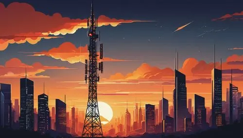 cellular tower,futuristic landscape,cell tower,cityscape,skyscraping,supertall,skycraper,skyscraper,skyreach,skyscrapers,electric tower,cybercity,city skyline,coruscant,cybertown,the skyscraper,evening city,metropolis,world digital painting,sky city,Illustration,Vector,Vector 01