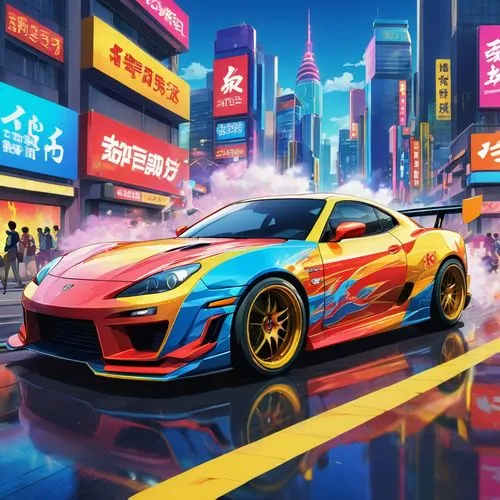 3d car wallpaper,nissan gtr,car wallpapers,gtr,agt,porsche gt3,Illustration,Japanese style,Japanese Style 03