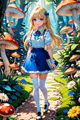 springtime background,spring background,alice,alice in wonderland,children's background,wonderland,colorful background,summer background,flower background,fairy village,fairy world,anime girl,hatsune miku,forest background,candy island girl,parasol,tsumugi kotobuki k-on,creative background,background colorful,mermaid background,Anime,Anime,Traditional