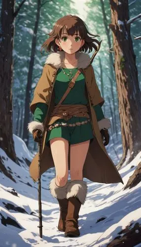 parka,winter clothing,chara,winter clothes,eskimo,forest clover,in the snow,winter dress,forest walk,summer coat,in the forest,hiker,adventurer,winter background,mountain guide,elf,snow trail,in the winter,wood elf,wander,Illustration,American Style,American Style 08