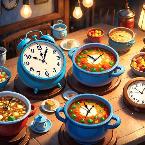 minestrone,goulash,pumpkin soup,soup,soups,tagine,soup spice,souping,beef soup,vegetable soup,crab soup,chicken soup,soup kitchen,soup bunch,oktoberfest background,soupe,3d render,jjigae,cookery,clock,Anime,Anime,Cartoon