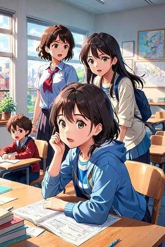 haruhi suzumiya sos brigade,classroom,classroom training,class room,school children,children studying,kindergarten,school start,tutoring,teacher,euphonium,study room,training class,children girls,anime cartoon,school clothes,school design,children learning,detention,tutor,Anime,Anime,Realistic