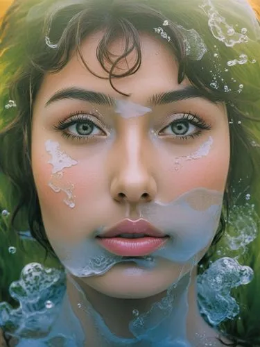 photoshoot with water,water nymph,under the water,under water,colorful water,underwater background,Illustration,Black and White,Black and White 26