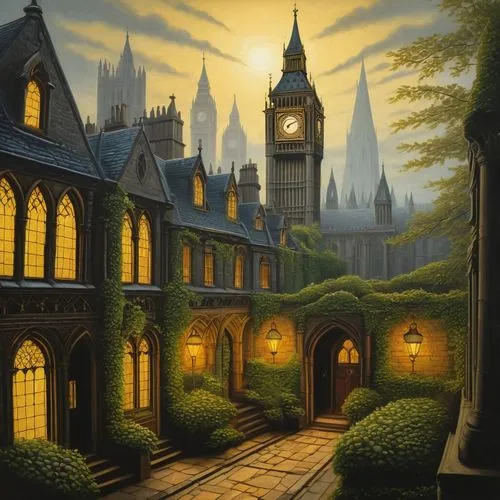 hogwarts,diagon,fairy tale castle,gondolin,hufflepuff,flitwick,ravenclaw,mugglenet,maplecroft,neverwhere,oxbridge,balliol,caius,ravenloft,triwizard,nargothrond,lockhart,fantasy picture,rivendell,dandelion hall,Art,Artistic Painting,Artistic Painting 02