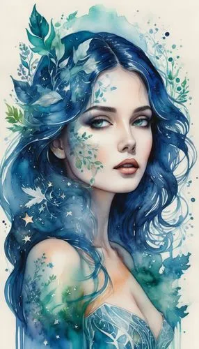 fairie,naiad,watercolor mermaid,mermaid background,aquarius,mermaid vectors,amphitrite,blue hydrangea,blue enchantress,watercolor blue,diwata,sirena,virgo,zodiac sign gemini,faerie,undine,naiads,margairaz,fathom,faery,Photography,Artistic Photography,Artistic Photography 07