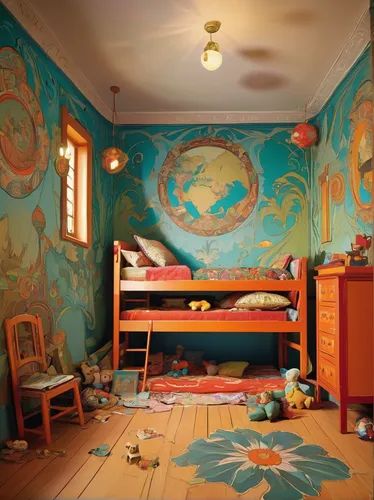 children's bedroom,children's room,kids room,the little girl's room,boy's room picture,children's interior,baby room,nursery decoration,sleeping room,room newborn,children's background,danish room,nursery,wall painting,great room,playing room,dandelion hall,children's fairy tale,interior decoration,bedroom,Illustration,Retro,Retro 03