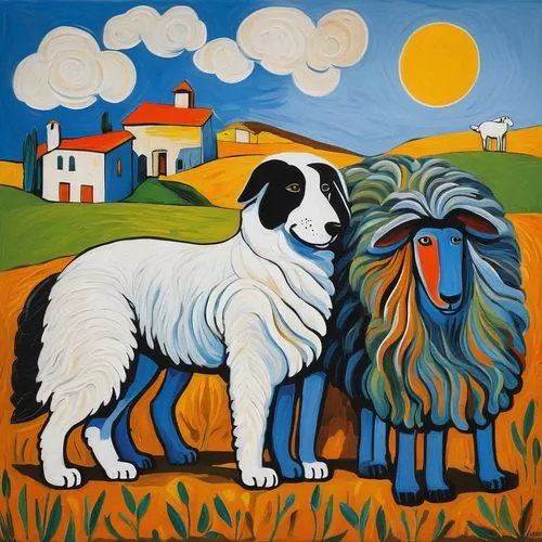 sheep-dog,two sheep,sheep dog,maremma sheepdog,bull and terrier,sealyham terrier,east-european shepherd,basset artésien normand,color dogs,pyrenean shepherd,breton,sheepdog trial,landseer,collie,sheepdog,boy and dog,romanian mioritic shepherd dog,two dogs,two lion,borzoi,Art,Artistic Painting,Artistic Painting 05