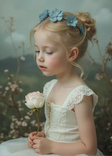 girl picking flowers,girl in flowers,flower girl,little girl fairy,gekas,innocence