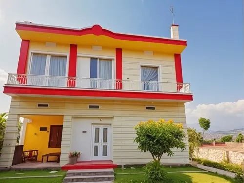 Red yellow white colour paint this house ,ranikhet,kapurthala,erciyes dağı,guesthouses,vastu,house painting,pampore,mudanya,uttaranchal,house with caryatids,restored home,inmobiliaria,kumaoni,two stor