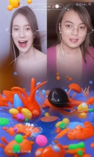 a poster with a picture of a girl with glasses and an image of a red submarine and fish, on which a young lady is surprised about,social,3d albhabet,playfish,water game,snapfish,water games