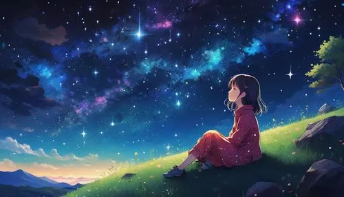 colorful stars,rainbow and stars,falling stars,star sky,starry sky,stargazing,the stars,fairy galaxy,falling star,stars,starlight,starry,night stars,night sky,the night sky,starscape,moon and star background,hanging stars,dream world,nightsky,Illustration,Japanese style,Japanese Style 18