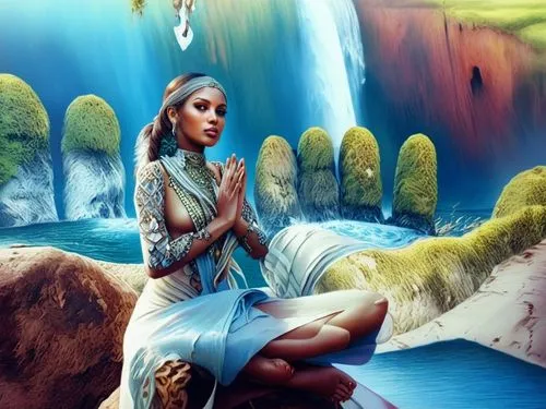 inanna,naiad,amphitrite,woman at the well,mermaid background,fantasy picture,Illustration,Realistic Fantasy,Realistic Fantasy 15