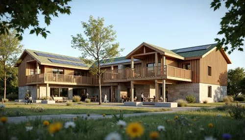 passivhaus,3d rendering,ecovillages,cohousing,timber house,ecovillage,revit,sketchup,arkitekter,render,wooden house,chalet,cabins,lodges,new housing development,homebuilding,chalets,wooden houses,summer cottage,renderings