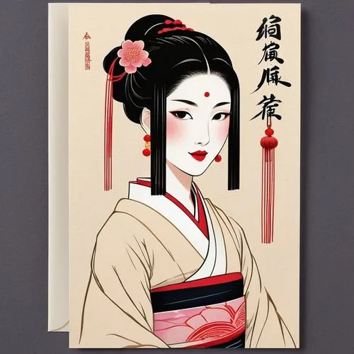 geiko,cool woodblock images,maiko,uemura,ukiyoe,geisha,Illustration,Japanese style,Japanese Style 06