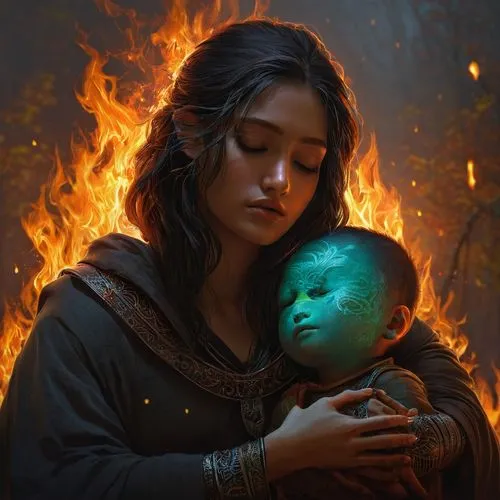 capricorn mother and child,fantasy portrait,mother with child,fire artist,mother and child,little girl and mother,father with child,motherhood,fantasy picture,fantasy art,mystical portrait of a girl,mother,star mother,mother-to-child,shamanic,diya,mother earth,photo manipulation,photomanipulation,mother and son,Conceptual Art,Fantasy,Fantasy 16