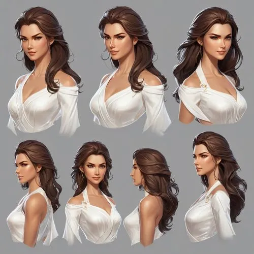 turnarounds,kassandra,set of cosmetics icons,jenner,shoulder length,vergara,Unique,Design,Character Design