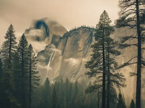 yosemite,half dome,yosemite park,half-dome,yosemite national park,boomerang fog,water mist,yosemite valley,el capitan,double exposure,the spirit of the mountains,veil fog,multiple exposure,foggy mountain,foggy landscape,salt meadow landscape,foggy forest,photomanipulation,mountain spirit,wave of fog,Photography,Documentary Photography,Documentary Photography 01