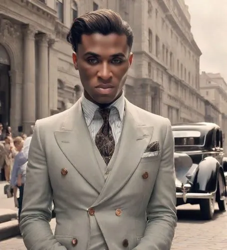 debonair,aston,a black man on a suit,rakish,peaky,aston origin,Photography,Realistic