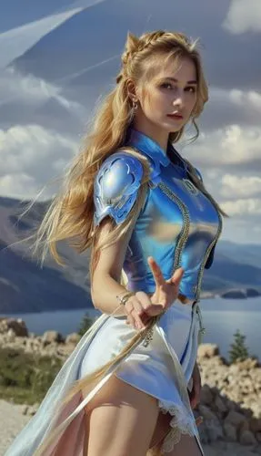 a woman dressed up in a cosplay standing outside,sophitia,jaina,female warrior,yuanji,sandahl,soulcalibur,Photography,General,Realistic