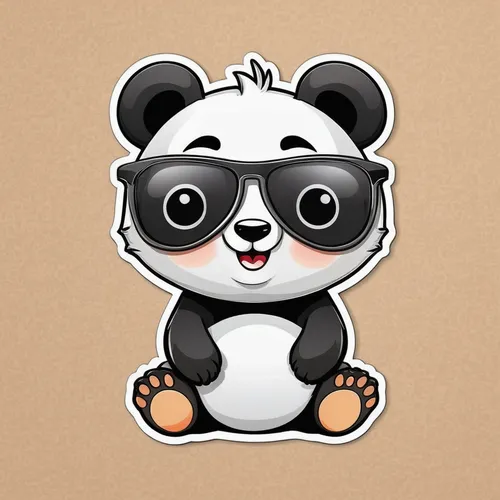 a funny panda cartoon style sunglass, Light Pure background,kawaii panda emoji,panda bear,chinese panda,little panda,panda,kawaii panda,pandabear,spectacled bear,hanging panda,panda face,mustelid,indr