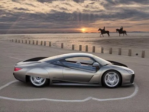 a car sitting on top of a sandy beach,mercedes benz slr,concept car,electric sports car,bmw z4,futuristic car,bmw 80 rt,Common,Common,None