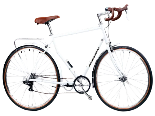 bicycle, road bike, sleek design, silver frame, black wheels, thin tires, white handlebars, brown leather saddle, metallic pedals, chain drive system, detailed gearshift, morning sunlight, 3/4 composi