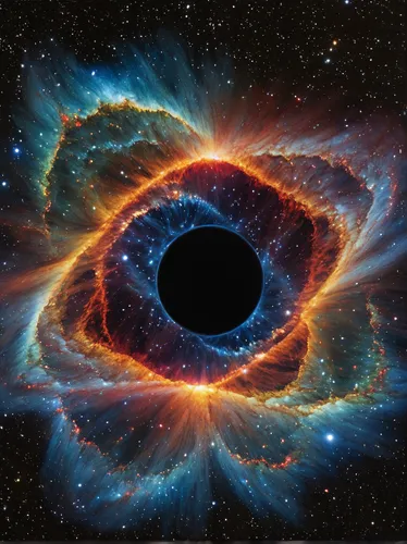 black hole,cosmic eye,wormhole,v838 monocerotis,supernova,m57,cosmic flower,spiral nebula,helix nebula,retina nebula,ring of fire,torus,supernova remnant,the universe,astronomy,space art,geocentric,arociris,celestial object,messier 20,Illustration,Japanese style,Japanese Style 10