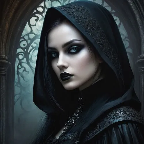 gothic portrait,gothic woman,gothic fashion,gothic style,gothic,dark gothic mood,goth woman,fantasy portrait,vampire woman,sorceress,dark angel,dark portrait,dark art,black raven,gothic dress,vampire lady,the enchantress,raven,mystical portrait of a girl,goth,Conceptual Art,Daily,Daily 32