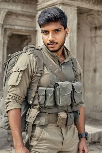 ballistic vest,pakistani boy,khaki,kabir,war correspondent,military person,sikaran,military uniform,strong military,iraq,afghani,baloch,non-commissioned officer,military,gaddi kutta,gallantry,army,combat medic,federal army,soldier,Photography,Realistic