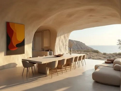 dunes house,amanresorts,stucco wall,superadobe,breakfast room,stucco ceiling,Photography,General,Realistic