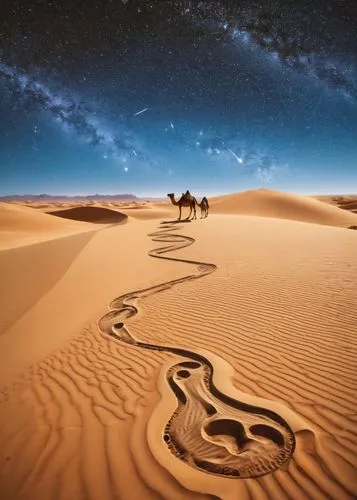 A sky with constellations,libyan desert,desert desert landscape,desert landscape,capture desert,sand paths,dubai desert,gobi desert,sahara desert,crescent dunes,argentina desert,arid landscape,dune la