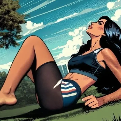 The naked right 
leg,wonderwoman,girl lying on the grass,wonder woman,wonder woman city,super heroine,sun-bathing,patriotic,steve rogers,super woman,americana,patriot,captain american,woman laying dow