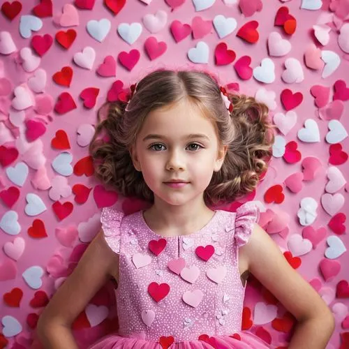 little girl in pink dress,little girl dresses,valentine scrapbooking,hearts color pink,heart pink,puffy hearts,Photography,Documentary Photography,Documentary Photography 26