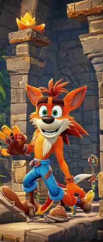 conker,crash-land,crash,tails,banjo bolt,tangelo,crash cart,game character,jaffa,child fox,squirell,banjo,mascot,boomerang,taco mouse,madagascar,kung fu,quill,the mascot,game art,Illustration,Realistic Fantasy,Realistic Fantasy 42