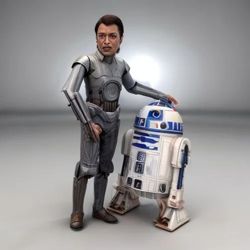 Keep face realisic but make 3D star wars,r2d2,bb8-droid,r2-d2,bb8,droid,bb-8,droids,lando,solo,luke skywalker,republic,c-3po,clone jesionolistny,digital compositing,starwars,cg artwork,rots,3d model,g