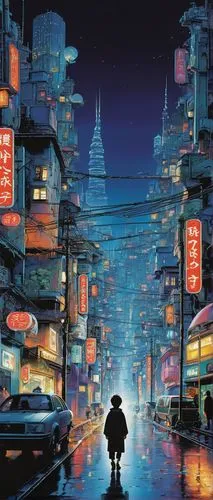 tokyo city,shanghai,cyberpunk,tokyo,kowloon,taipei,osaka,shinjuku,metropolis,cityscape,hanoi,tokyo ¡¡,kyoto,fantasy city,hong kong,city at night,futuristic landscape,japan,dystopian,hong,Illustration,Japanese style,Japanese Style 14