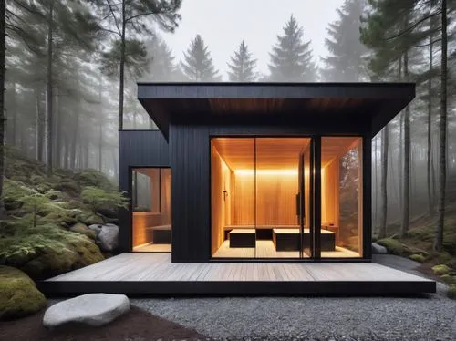 cubic house,inverted cottage,house in the forest,small cabin,wooden sauna,forest house,mirror house,electrohome,modern minimalist bathroom,cube house,prefabricated,prefab,timber house,frame house,the cabin in the mountains,saunas,corten steel,luxury bathroom,cabin,render